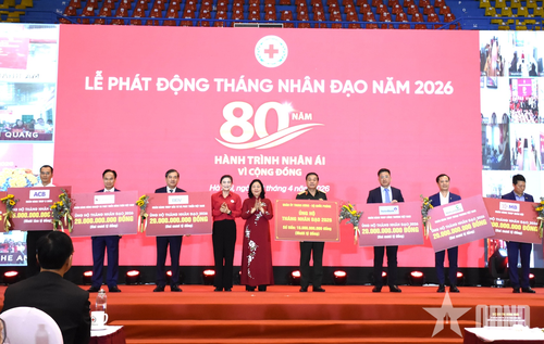  Quân ủy Trung ương - Bộ Quốc phòng ủng hộ 10 tỷ đồng tại Lễ phát động Tháng Nhân đạo năm 2026. 