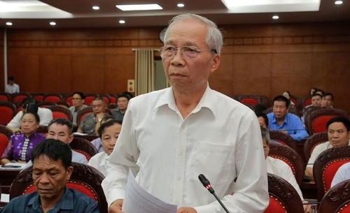 Cử tri phát biểu tại hội nghị.