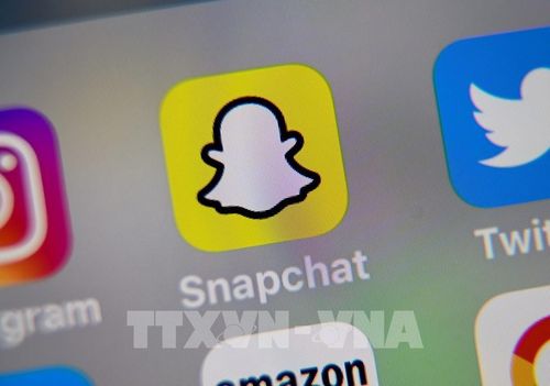 Biểu tượng Snapchat trên màn hình máy tính bảng. Ảnh: AFP/TTXVN