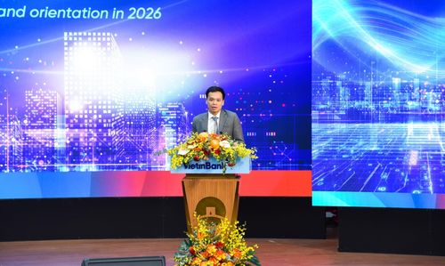 Ông Nguyễn Trần Mạnh Trung, Tổng giám đốc VietinBank báo cáo kết quả hoạt động kinh doanh năm 2025 và định hướng phát triển năm 2026. Ảnh: Vietinbank