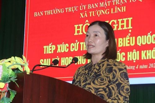 Cử tri xã Tượng Lĩnh phát biểu tại hội nghị.