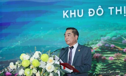 Ông Nguyễn Công Hồng - Chủ tịch Tập đoàn Hồng Phong phát biểu tại lễ khởi công.
