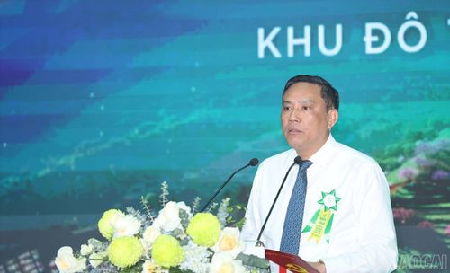 Đồng chí Hoàng Giang - Phó Bí thư Thường trực Tỉnh ủy phát biểu tại lễ khởi công.