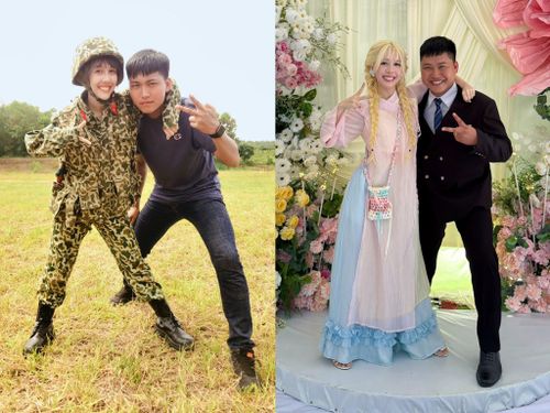 Hình ảnh thân thiết của cả hai trong 5 năm qua. Sau Sao nhập ngũ, Mũi trưởng Long thu hút một lượng fan đông. Song anh kín tiếng về chuyện tình cảm. Đến đầu tháng 4, anh mới công bố tin vui. Vợ anh là Quỳnh Như, có vẻ ngoài ưa nhìn.