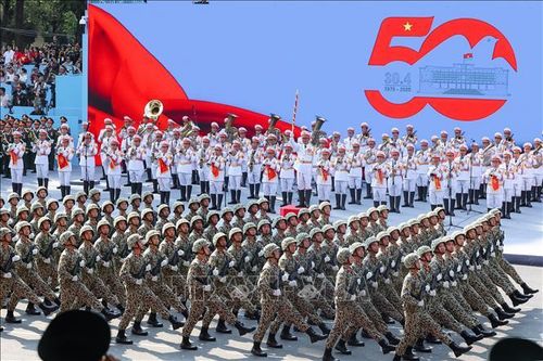 Các lực lượng tham gia Tổng duyệt Lễ diễu binh, diễu hành Kỷ niệm 50 năm Ngày Giải phóng miền Nam, thống nhất đất nước. Ảnh: Anh Tuấn/TTXVN