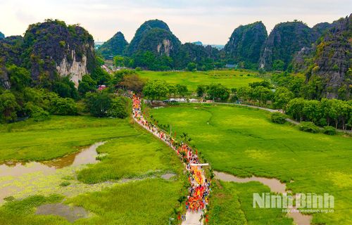 Lễ rước kiệu từ Đình Các đến Đền Thái Vi.