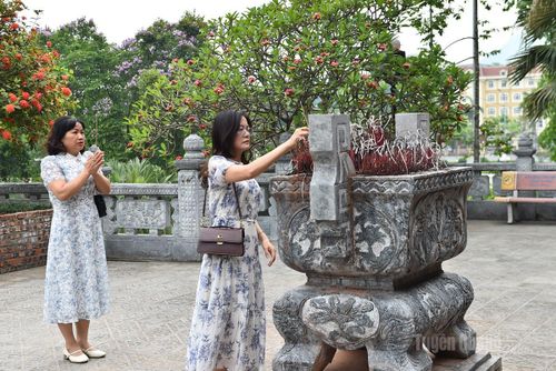 Khách du lịch dâng hương Chủ tịch Hồ Chí Minh tại Đền thờ.