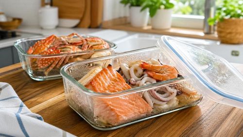 Các món cá, hải sản giàu đạm dễ hỏng nếu để ở nhiệt độ phòng quá lâu hoặc hâm đi hâm lại nhiều lần. Ảnh minh họa