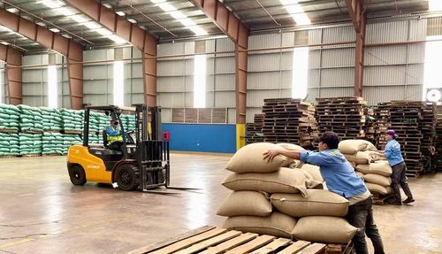  Kho hàng cà phê xuất khẩu tại Công ty TNHH Vĩnh Hiệp (phường An Phú). Ảnh: V.T 