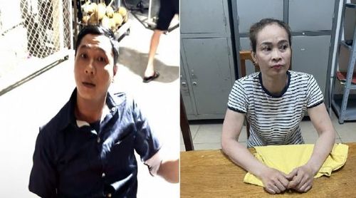 Hai đối tượng Trần Văn Dũng và Nguyễn Thị Mỹ Linh tại cơ quan điều tra.