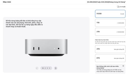 Tùy chọn 256 GB không còn trên website Apple Việt Nam.