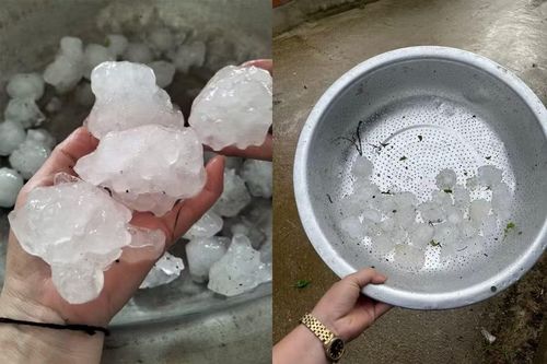 Những viên đá lớn sau trận mưa được người dân thu gom lại. (Ảnh: CSCC)