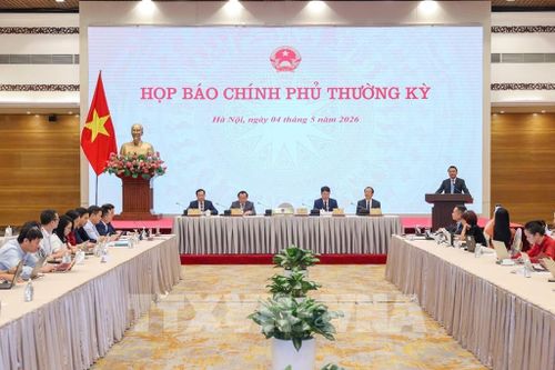 Họp báo Chính phủ thường kỳ tháng 4/2026. Ảnh: TTXVN