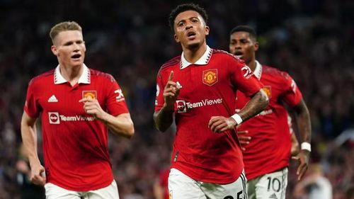 Bộ đôi Tyrell Malacia và Jadon Sancho nhiều khả năng cũng theo chân Casemiro rời MU vào mùa hè tới. Ảnh: Skyport.