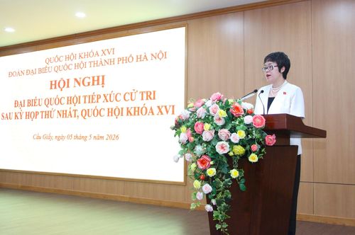 Đại biểu Quốc hội Dương Minh Ánh báo cáo kết quả trả lời ý kiến kiến nghị của cử tri. Ảnh: MH
