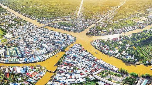 Phường Ngã Bảy, thành phố Cần Thơ là tọa lạc nơi giao nhau của nhiều dòng sông. (Ảnh: PHƯƠNG NHI)