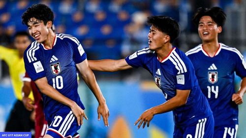 Niềm vui của U17 Nhật Bản với chiến thắng ngược dòng trong ngày ra quân - Ảnh: AFC