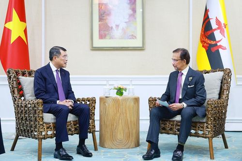 Thủ tướng Chính phủ Lê Minh Hưng gặp Quốc vương Brunei Haji Hassanal Bolkiah. Ảnh: Dương Giang – TTXVN