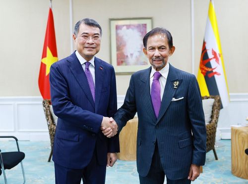 Thủ tướng Chính phủ Lê Minh Hưng gặp Quốc vương Brunei Haji Hassanal Bolkiah. Ảnh: Dương Giang – TTXVN