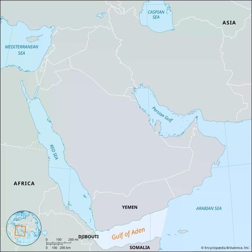 Biển Đỏ (Red Sea) và Vịnh Aden (Gulf of Aden) giáp Trung Đông. (Ảnh: Britanicca)