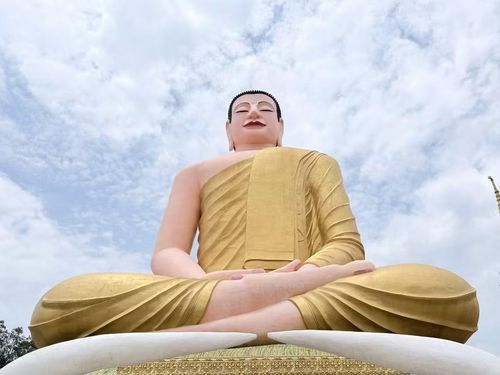 Tượng Phật Thích Ca ngồi thiền cao 27m tại chùa Serey Meang Kol Sa Kor. (Ảnh: Thanh Sang/TTXVN)