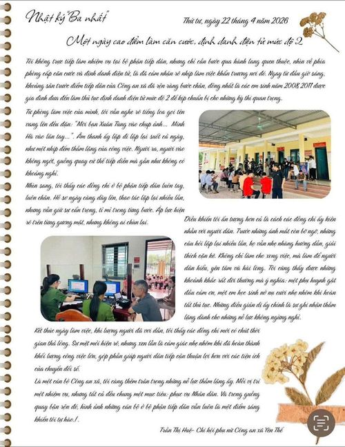  Trang nhật ký của nữ cán bộ Công an xã Yên Thế. 