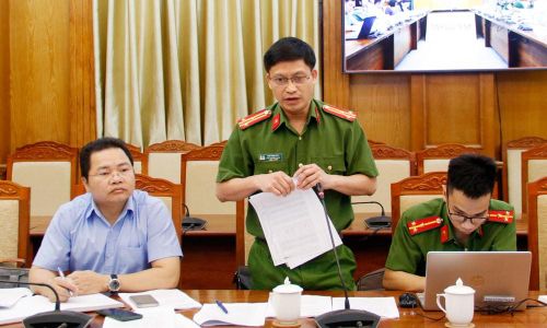 Đại diện Công an tỉnh phát biểu