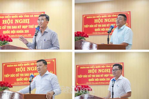  Đại diện lãnh đạo sở, ngành tỉnh trả lời các ý kiến của cử tri tại hội nghị.