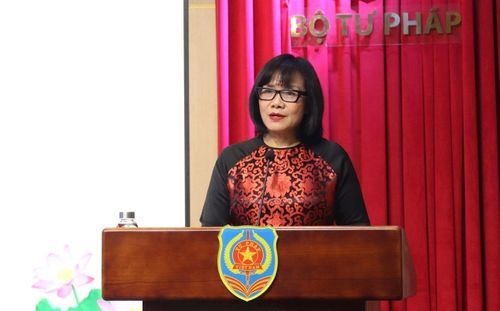 Thứ trưởng Bộ Tư pháp Đặng Hoàng Oanh phát biểu tại hội thảo. Ảnh: PV