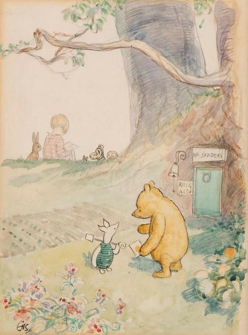 Bức “Christopher Robin at the Enchanted Place”, E.H. Shepard, 1928, sẽ được trưng bày tại phòng theo chủ đề về tuổi thơ và truyện thiếu nhi