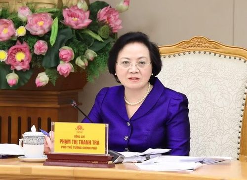 Bí thư Trung ương Đảng, Phó Thủ tướng Phạm Thị Thanh Trà, Trưởng ban Chỉ đạo quốc gia về tìm kiếm, quy tập và xác định danh tính hài cốt liệt sĩ phát biểu tại buổi làm việc. (Ảnh: VGP/Thu Giang)
