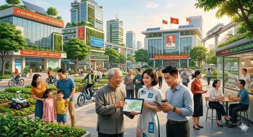 Ảnh mô phỏng phường XHCN do AI tạo dựng thông qua thảo luận của các học viên và giảng viên