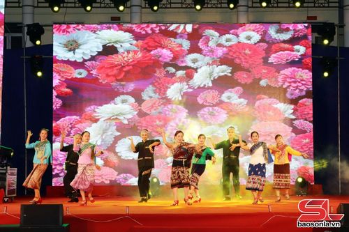 Tiết mục dân vũ Lào "Vũ điệu lăm tơi" của câu lạc bộ đến từ tỉnh Điện Biên.