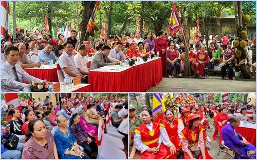 Đông đảo người dân phường Lĩnh Nam tham dự buổi lễ đón nhận bằng công nhận di tích lịch sử Đền Bà Chúa. 