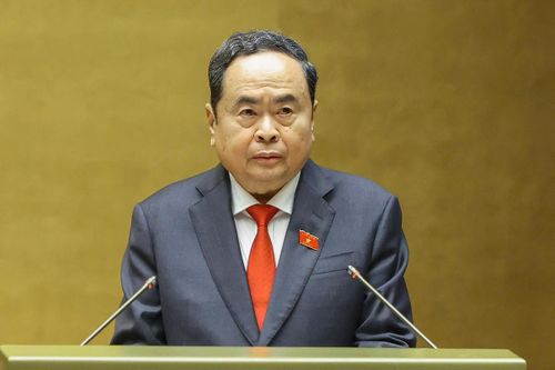 Chủ tịch Quốc hội Trần Thanh Mẫn, Trưởng Ban Chỉ đạo về tổng rà soát hệ thống văn bản quy phạm pháp luật (Ảnh: Quang Vinh)