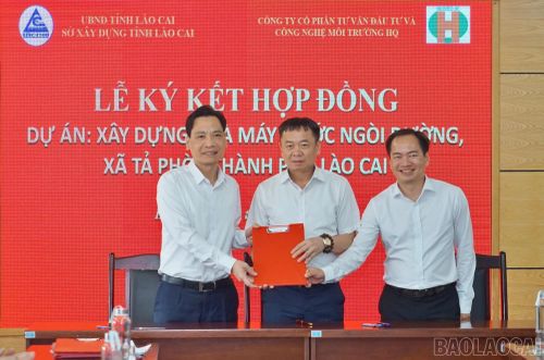 Sở Xây dựng và Công ty Cổ phần Tư vấn đầu tư và Công nghệ môi trường HQ ký kết hợp đồng thực hiện Dự án Nhà máy nước Ngòi Đường.