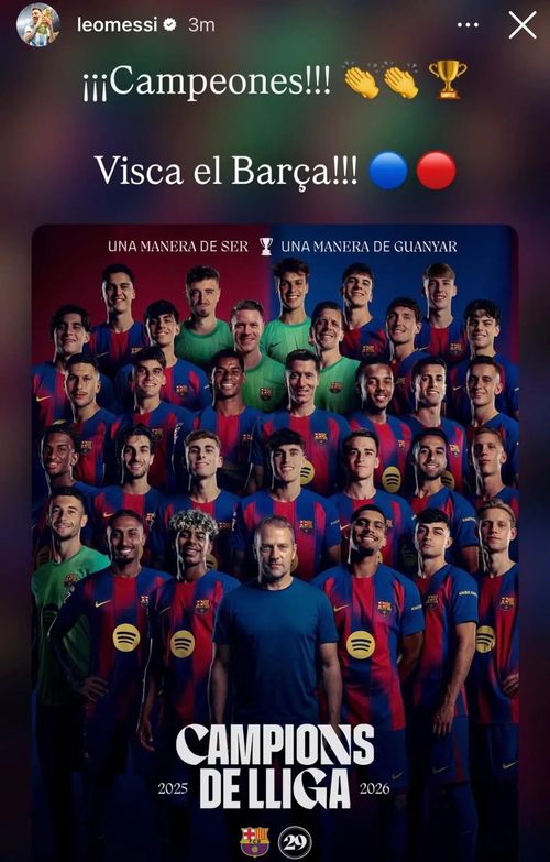 Messi chúc mừng đội bóng cũ.