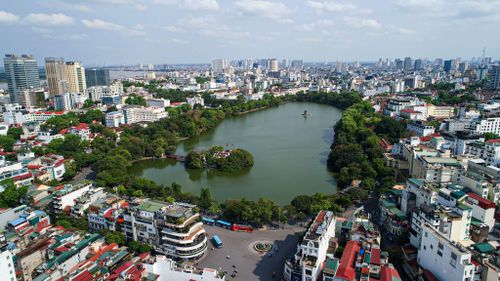 Những "lá phổi xanh" của Hà Nội nhìn từ trên cao. Ảnh: TTXVN