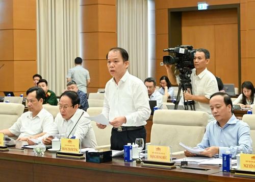 Bộ trưởng Tư pháp Hoàng Thanh Tùng trình bày Tờ trình dự thảo Pháp lệnh. (Ảnh: DUY LINH)