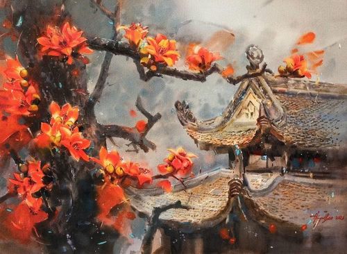 Một trong những tác phẩm mang dấu ấn thiên nhiên, văn hóa Việt tại triển lãm.