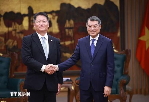 Thủ tướng Lê Minh Hưng tiếp ông Nagasaki Kotaro, Thống đốc tỉnh Yamanashi (Nhật Bản). (Ảnh: Dương Giang/TTXVN)