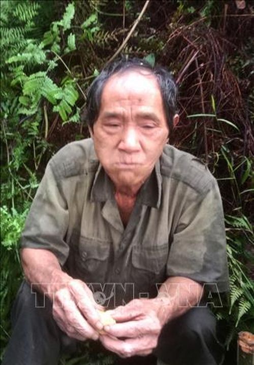 Ông Triệu Chàn Tá được lực lượng cứu hộ tìm thấy sau nhiều ngày mất tích trong rừng sâu. Ảnh: TTXVN phát.