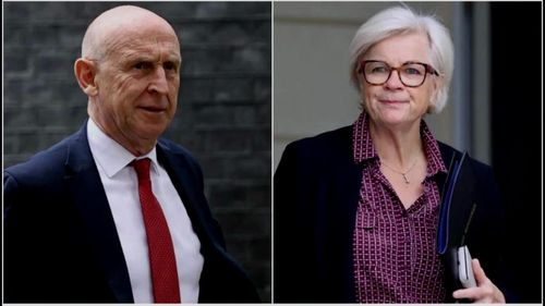 Bộ trưởng Quốc phòng Anh John Healey và Bộ trưởng Quốc phòng Pháp Catherine Vautrin. Ảnh chụp màn hình