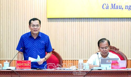 Đồng chí Ngô Vũ Thăng, Phó Chủ tịch UBND tỉnh, phát biểu tại cuộc họp.