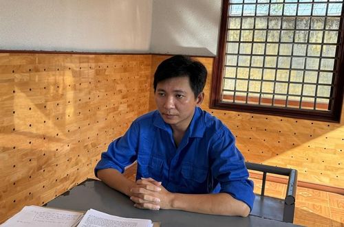 Đối tượng Phạm Trung Nghĩa tại cơ quan Công an.