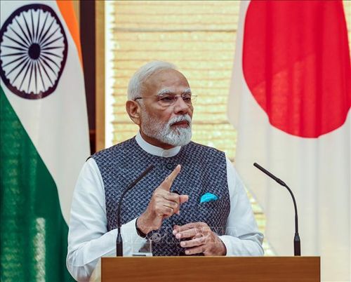Thủ tướng Ấn Độ Narendra Modi phát biểu trong cuộc họp báo tại Tokyo, Nhật Bản ngày 29/8/2025. Ảnh: ANI/TTXVN