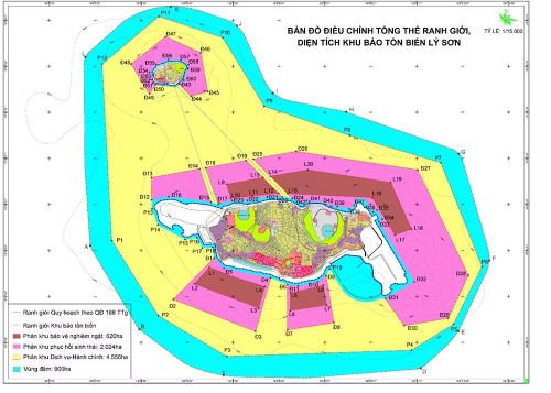 Khu bảo tồn biển Lý Sơn sau khi điều chỉnh có tổng diện tích 8.100ha.