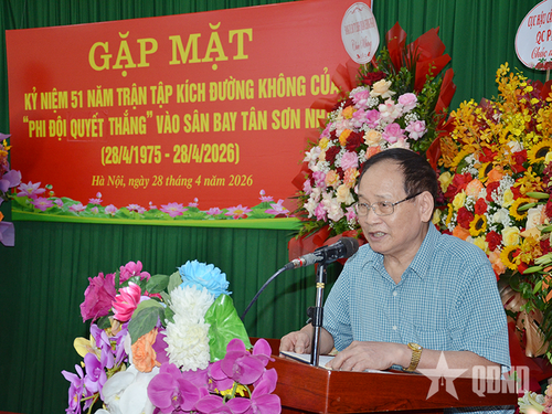 Đại tá, Anh hùng LLVT nhân dân Nguyễn Văn Lục tại buổi gặp mặt truyền thống Phi đội Quyết thắng, ngày 28-4-2026.
