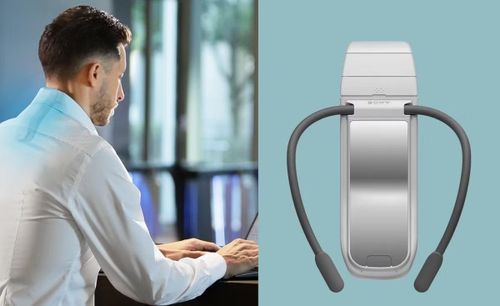 Thiết bị được đặt ở phần dưới cổ, với một tấm kim loại được làm mát bằng điện, cung cấp nhiệt độ thấp hơn ở vị trí lý tưởng cho hệ tuần hoàn của bạn, giống như một túi đá nhỏ có cổng USB-C.