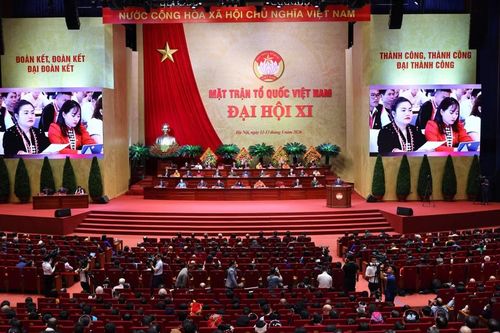 Quang cảnh phiên bế mạc Đại hội đại biểu Mặt trận Tổ quốc Việt Nam lần thứ XI. (Ảnh: Minh Đức/TTXVN) 